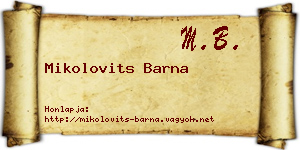 Mikolovits Barna névjegykártya